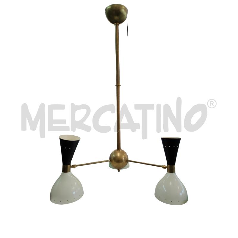 LAMPADARIO TRITDENTE STILE STILNOVO BIANCO/NERO  | Mercatino dell'Usato Leini' 1