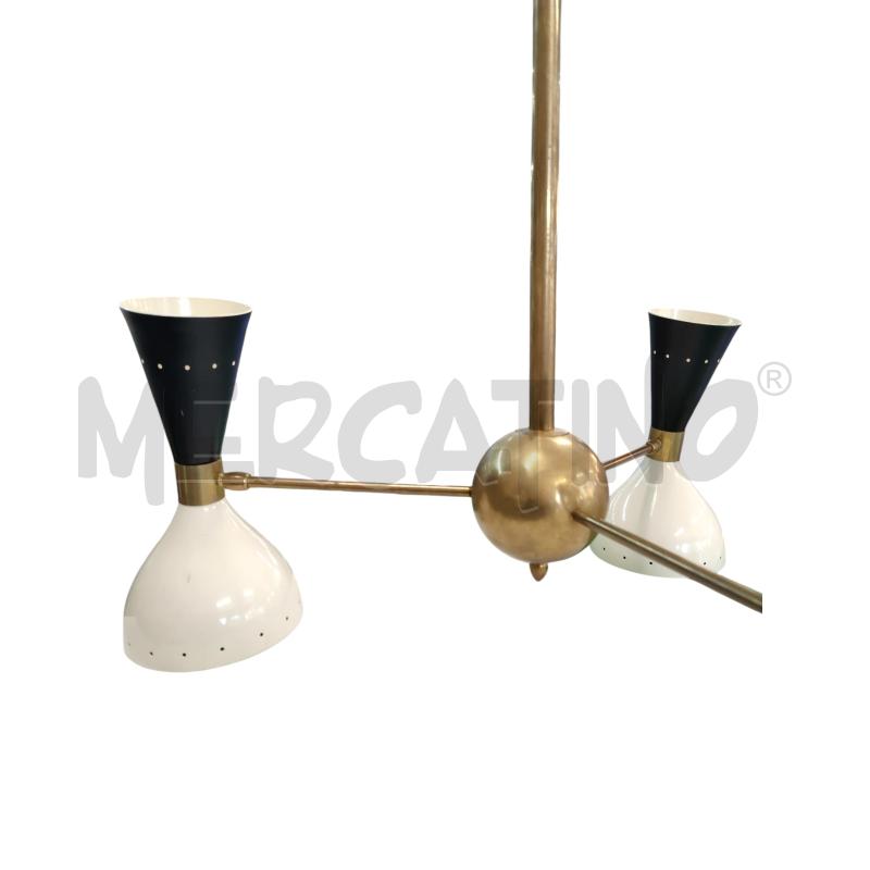 LAMPADARIO TRITDENTE STILE STILNOVO BIANCO/NERO  | Mercatino dell'Usato Leini' 2