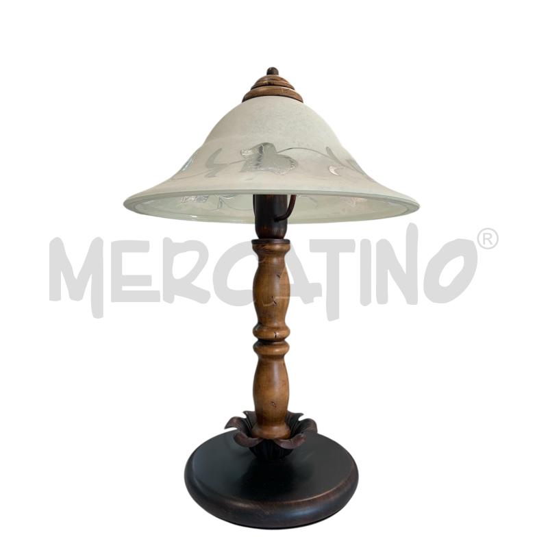 LAMPADA DA TAVOLO LEGNO E FERRO BATTUTO  | Mercatino dell'Usato Leini' 1