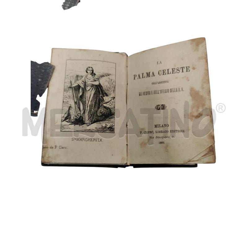 LIBRO PREGHIERE COPERTINA VELLUTOLA PALMA CELESTE 1882 | Mercatino dell'Usato Leini' 2