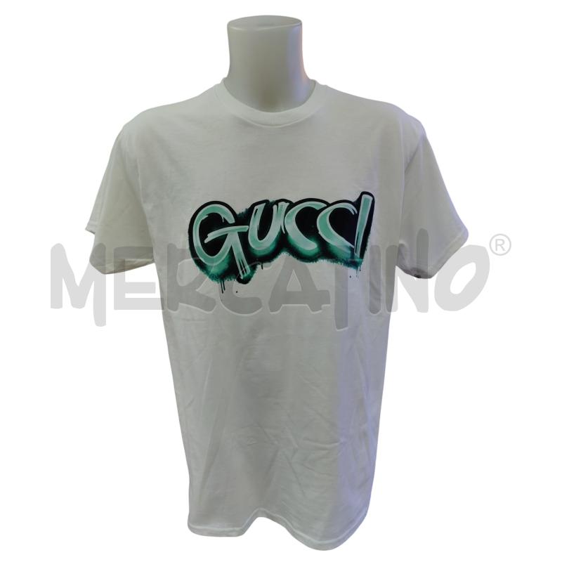 MAGLIA UOMO BIANCA LOGO VERDE SENAPE 100%COTONE | Mercatino dell'Usato Leini' 1