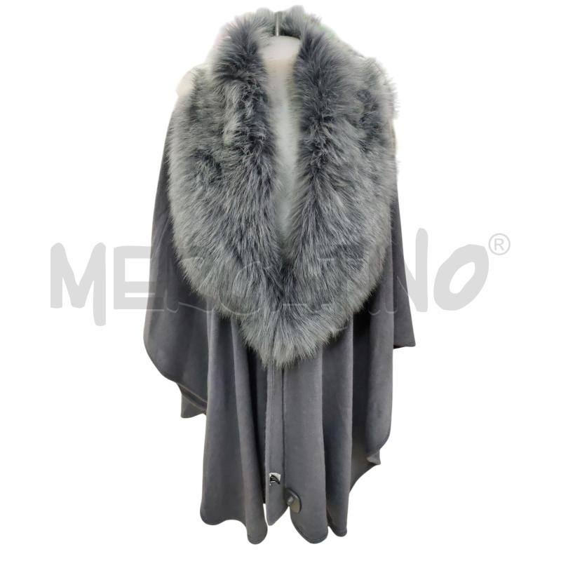 MANTELLA DONNA GRIGIO CON COLLO PELLICCIA | Mercatino dell'Usato Leini' 1