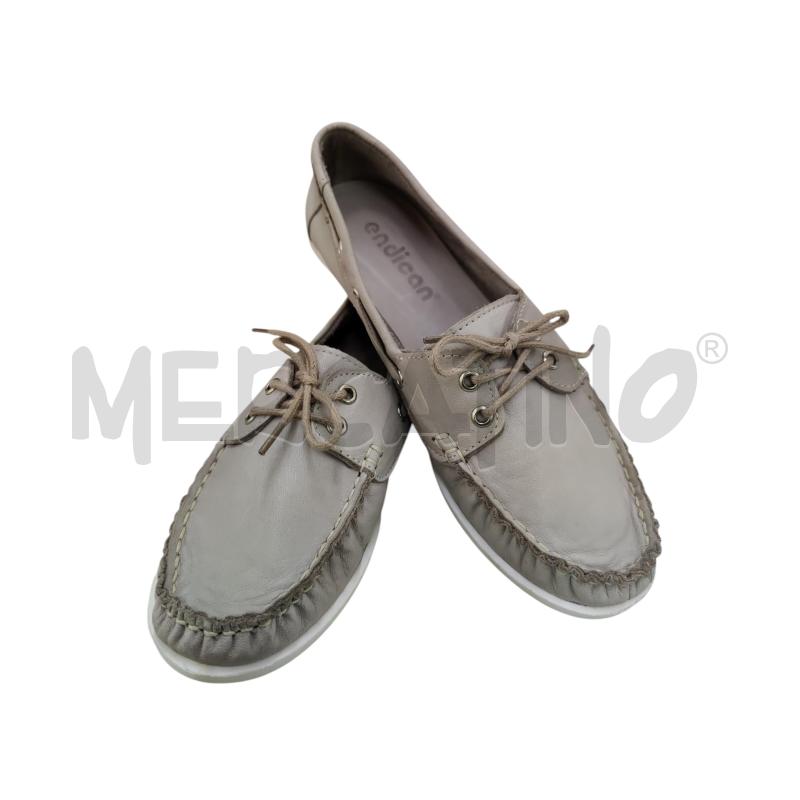 MOCASSINI DONNA ENDICAN GRIGIO VERA PELLE | Mercatino dell'Usato Leini' 1