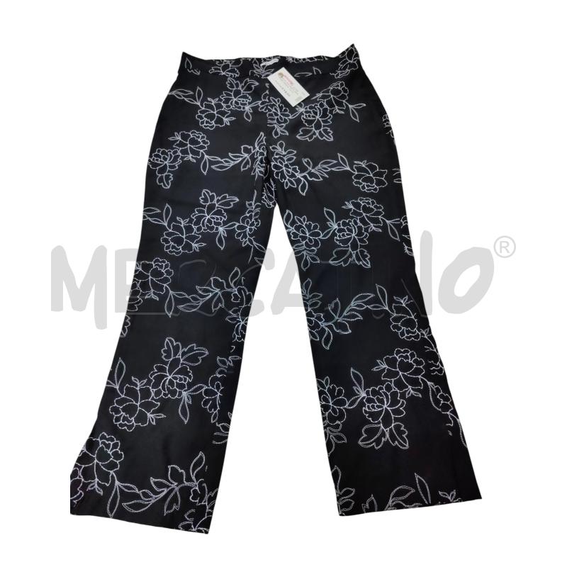 PANTALONE DONNA NERO FIORI BIANCHI  | Mercatino dell'Usato Leini' 1