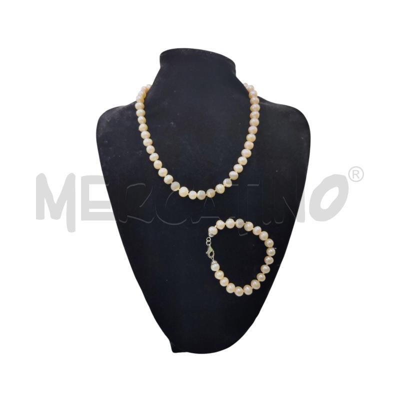 PARURE GIROCOLLO DI PERLE CON BRACCIALE GANCIO IN ARGENTO | Mercatino dell'Usato Leini' 1