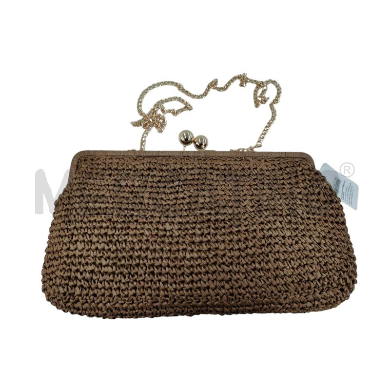 POCHETTE IN PAGLIA MARRONE CON TRACOLLA  | Mercatino dell'Usato Leini' 1
