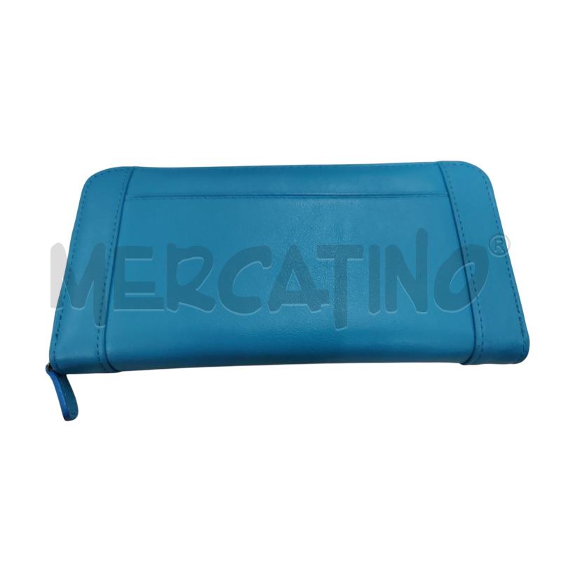 PORTA FOGLIO VERA PELLE AZZURRO | Mercatino dell'Usato Leini' 1