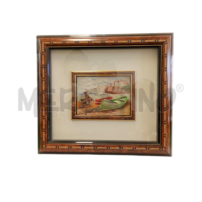 QUADRO CON CORNICE IN RADICA BARCHE 46X40 | Mercatino dell'Usato Leini' 1