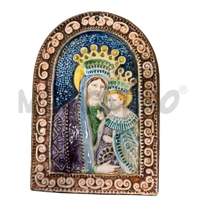 QUADRO IN MAIOLICA ANTICO RAFFIGURANTE MADONNA CON BAMBINO  | Mercatino dell'Usato Leini' 1