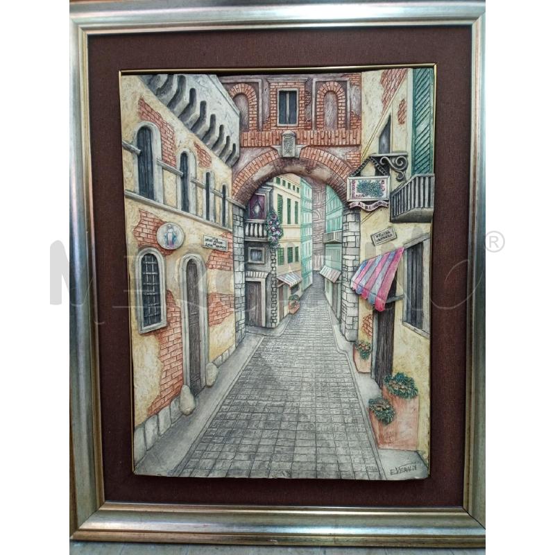 QUADRO IN RILIEVO FIRMA RIZZO FARE DIANA VERANDI 67X83 | Mercatino dell'Usato Leini' 1