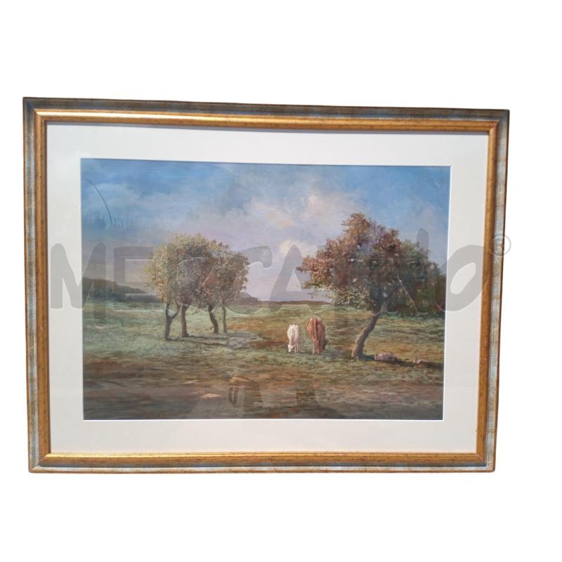 QUADRO OLIO PAESAGGIO CON MUCCHE MIS 70X90 | Mercatino dell'Usato Leini' 1