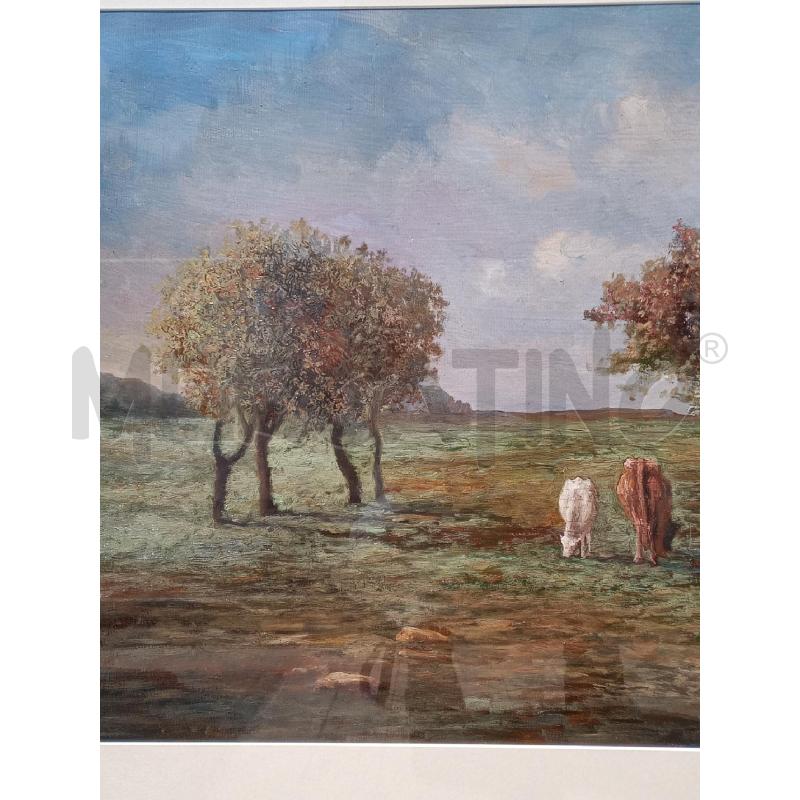 QUADRO OLIO PAESAGGIO CON MUCCHE MIS 70X90 | Mercatino dell'Usato Leini' 3