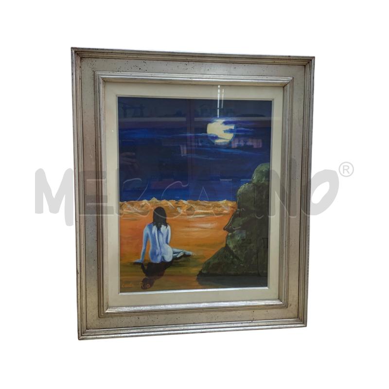 QUADRO OLIO SU TELA ATTERRAGGIO SULLA LUNA  FIRMA CARLA RIO 60 X 70 | Mercatino dell'Usato Leini' 1