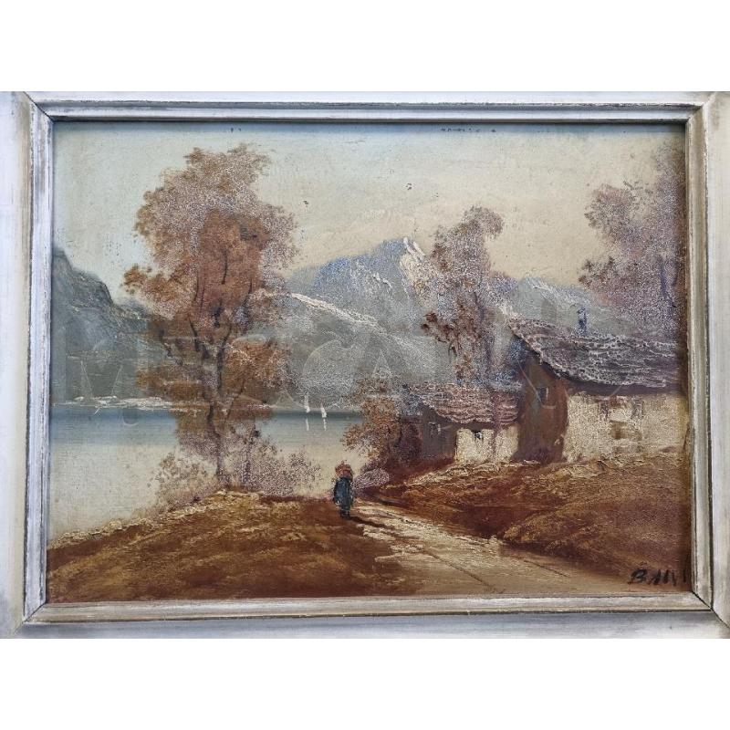 QUADRO OLIO SU TELA PAESAGGIONO MONTAGNA 56X46 | Mercatino dell'Usato Leini' 3