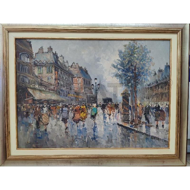 QUADRO OLIO SU TELA PARIGI 69X90 | Mercatino dell'Usato Leini' 1