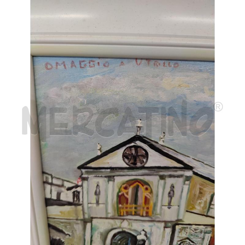QUADRO OLIO SU TELA PARIGI CON CORNICE BIANCA  AUTORE S.MESSINI TITOLO PARIGI ANNI 80 55X45 | Mercatino dell'Usato Leini' 2