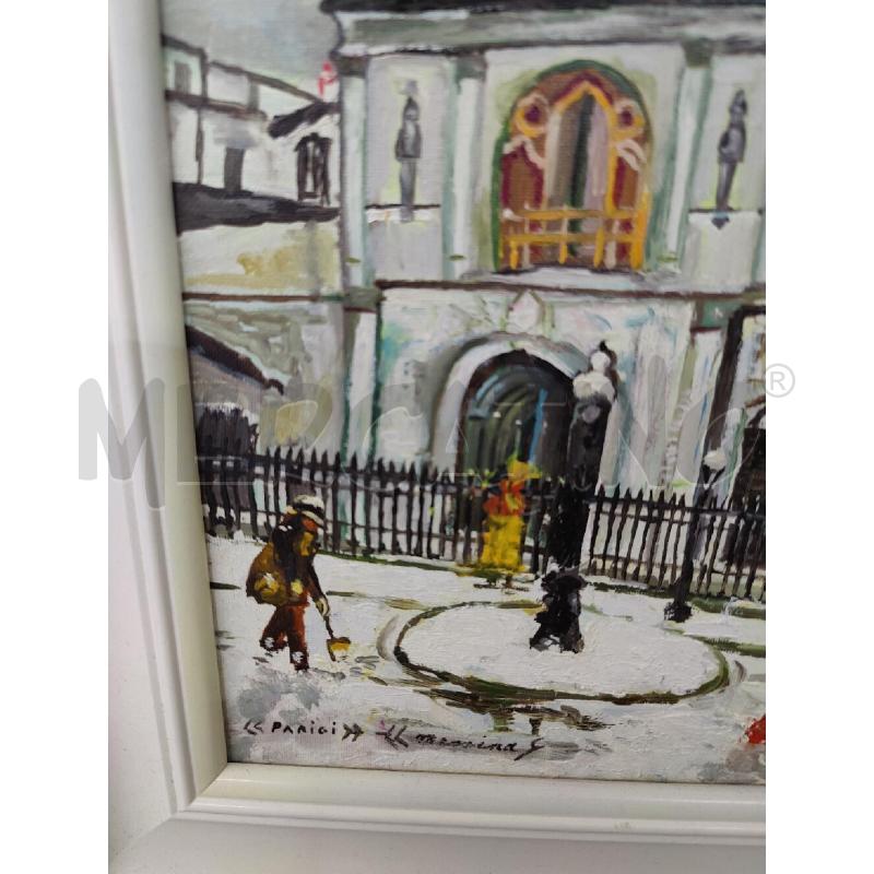 QUADRO OLIO SU TELA PARIGI CON CORNICE BIANCA  AUTORE S.MESSINI TITOLO PARIGI ANNI 80 55X45 | Mercatino dell'Usato Leini' 4