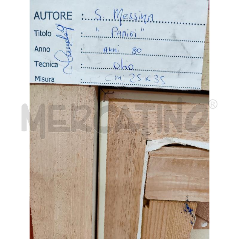 QUADRO OLIO SU TELA PARIGI CON CORNICE BIANCA  AUTORE S.MESSINI TITOLO PARIGI ANNI 80 55X45 | Mercatino dell'Usato Leini' 5