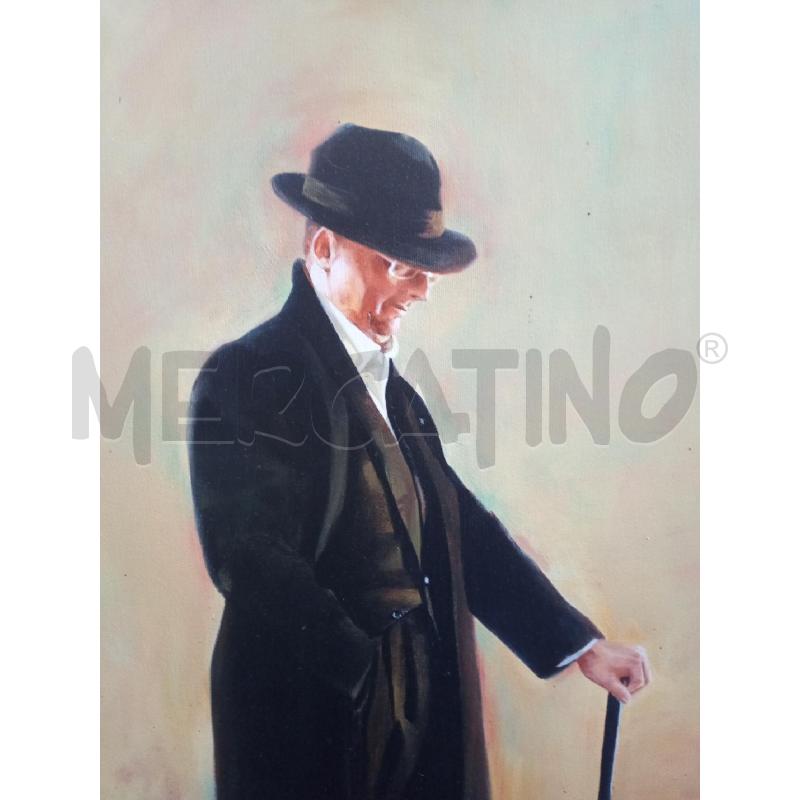 QUADRO OLIO SU TELA UOMO CON BASTONE MIS66X86 | Mercatino dell'Usato Leini' 1