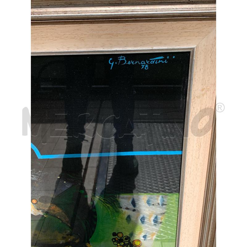 QUADRO OÒLIO SU TELA L'ANATRA NUOTA STAGNO INQUINATO GIORGIO BERNARDINI 1978 MIS 67X78 | Mercatino dell'Usato Leini' 3