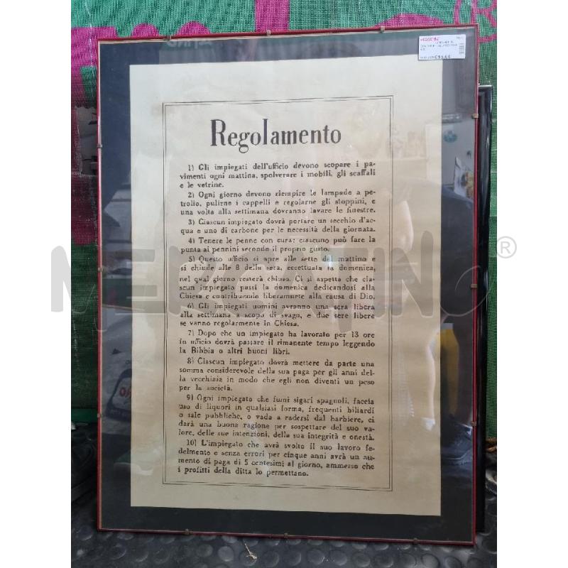 QUADRO REGOLAMENTO 81X61 | Mercatino dell'Usato Leini' 1