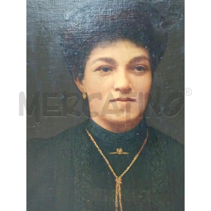 QUADRO VECCHIO 1881 OLIO SU TELA VISO DI DONNA MIS 73X61 | Mercatino dell'Usato Leini' 2
