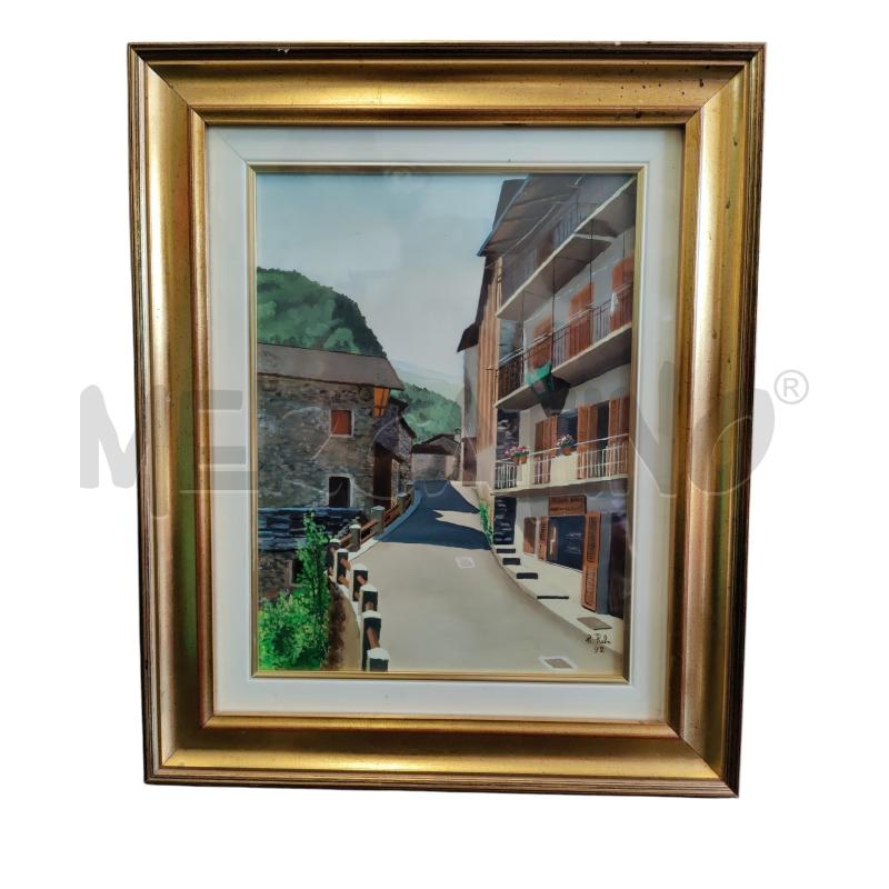 QUADRO  OLIO SU TELA VICOLO 49X59 | Mercatino dell'Usato Leini' 1