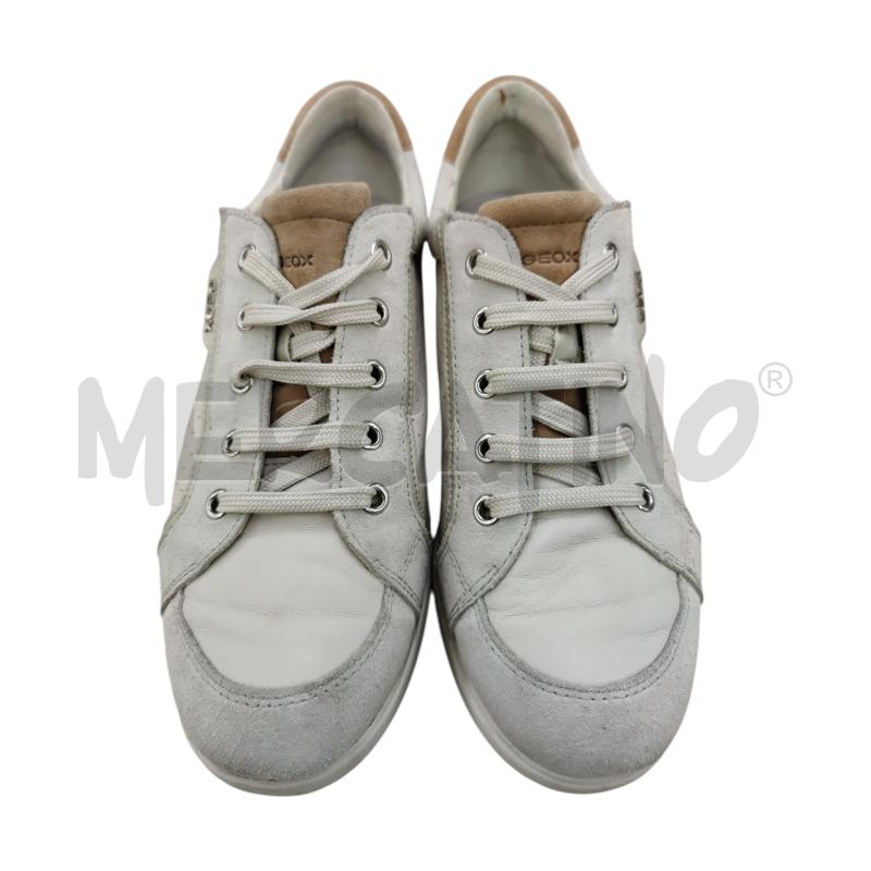SCARPE DONNA GEOX VERA PELLE BIANCHE E GRIGIO CHIARO | Mercatino dell'Usato Leini' 1