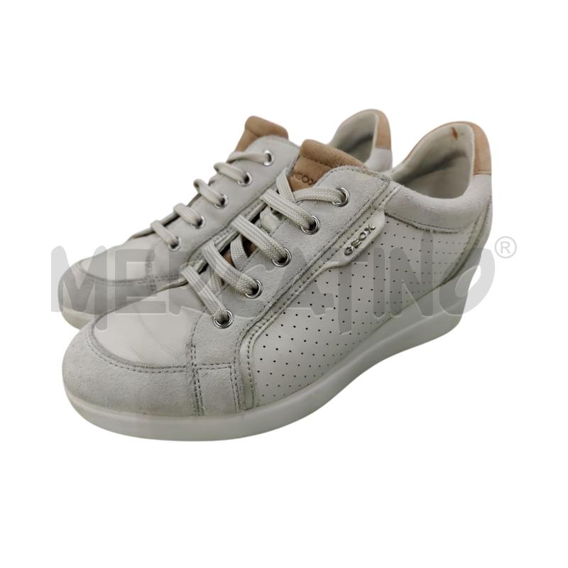 SCARPE DONNA GEOX VERA PELLE BIANCHE E GRIGIO CHIARO | Mercatino dell'Usato Leini' 3