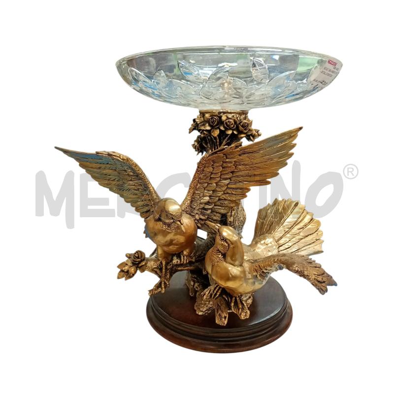 SCULTURA ARGENTO E CRISTALLO DUE COLOMBE CON CERTIFICATO  | Mercatino dell'Usato Leini' 1