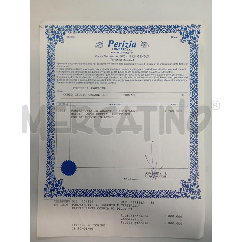 SCULTURA ARGENTO E CRISTALLO DUE COLOMBE CON CERTIFICATO  | Mercatino dell'Usato Leini' 3