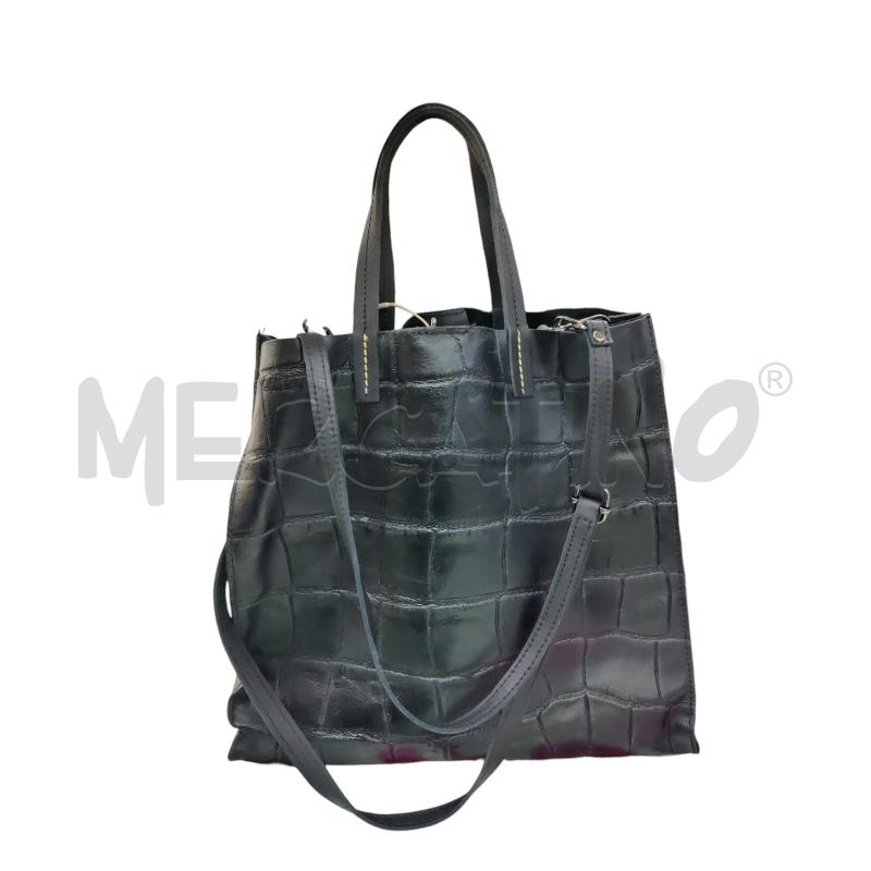 SHOPPER CON POCHETTE VERA PELLE MANICI E TRACOLLA | Mercatino dell'Usato Leini' 1