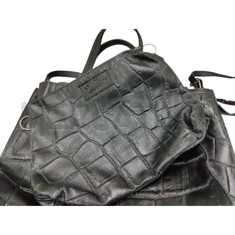 SHOPPER CON POCHETTE VERA PELLE MANICI E TRACOLLA | Mercatino dell'Usato Leini' 2