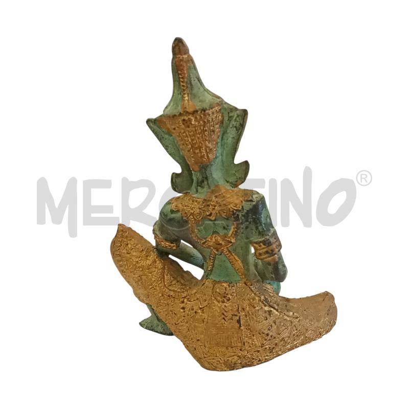 STATUA TAPPANOM RAFFIGURA DIVINTA TAILANDESE MUSICISTA CELESTE IN BRONZO FINITURA DORATA E PATINA VE | Mercatino dell'Usato Leini' 2