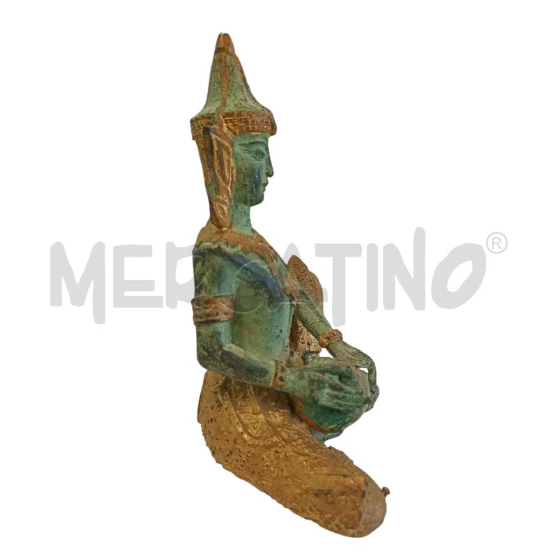 STATUA TAPPANOM RAFFIGURA DIVINTA TAILANDESE MUSICISTA CELESTE IN BRONZO FINITURA DORATA E PATINA VE | Mercatino dell'Usato Leini' 3