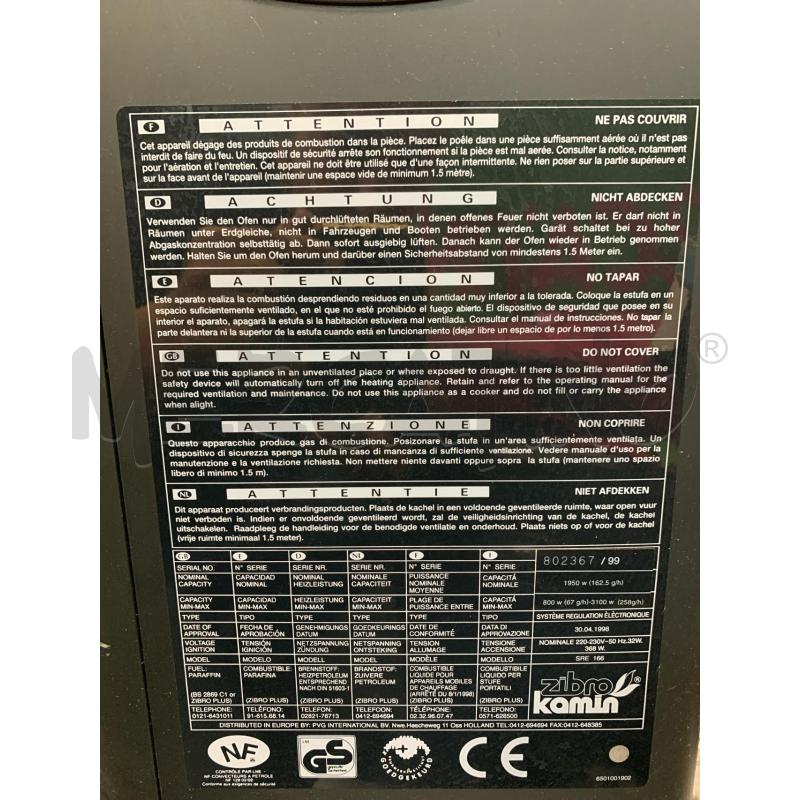 STUFA ELETTRICA ZIBRO KAMIN SRE166 | Mercatino dell'Usato Leini' 2