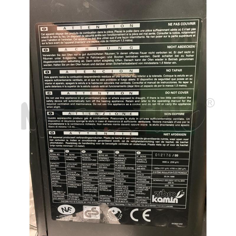 STUFA LETTRICA ZIBRO KAMIN SRE186 | Mercatino dell'Usato Leini' 2