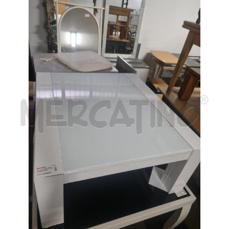 TAVOLINO BIANCO CON RIPIANO IN VETRO | Mercatino dell'Usato Leini' 1