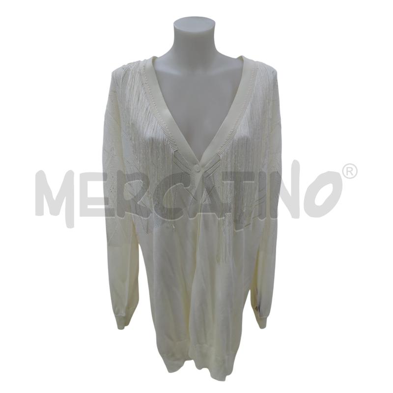 TWIN SET CARDIGAN DONNA BIANCO FRANGE  | Mercatino dell'Usato Leini' 1