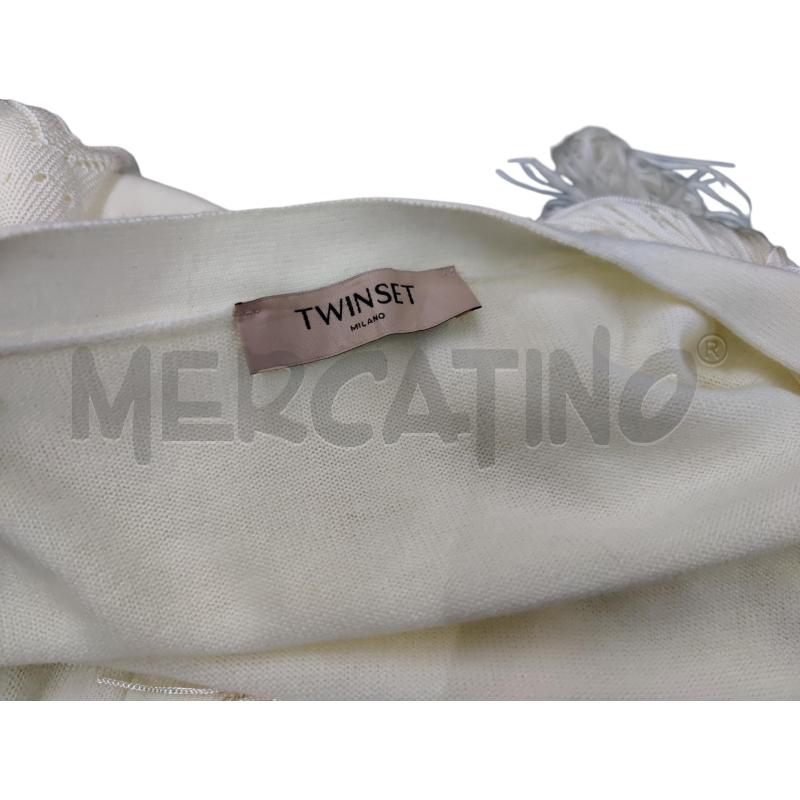 TWIN SET CARDIGAN DONNA BIANCO FRANGE  | Mercatino dell'Usato Leini' 2