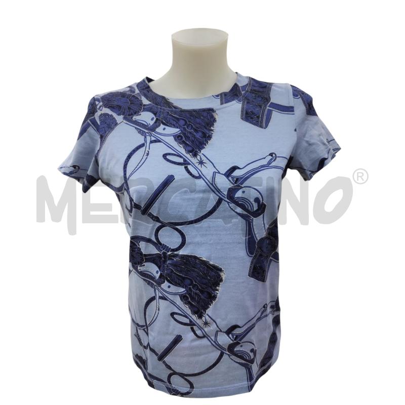 T SHIRT DONNA HERMES 100% COTONE AZZURRA | Mercatino dell'Usato Leini' 1