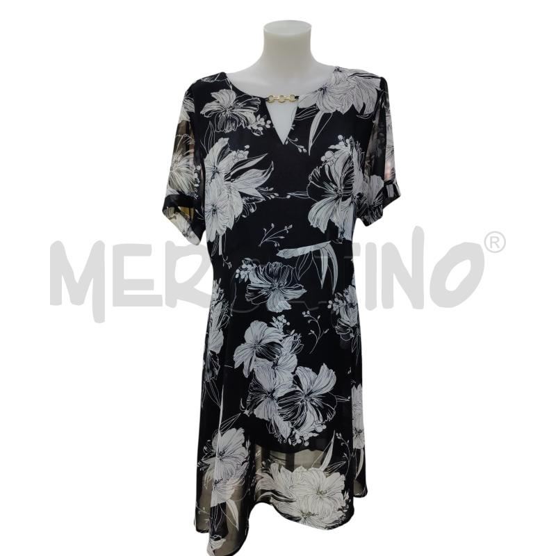 VESTITO DONNA ANNA MODA NERO FIORI | Mercatino dell'Usato Leini' 1