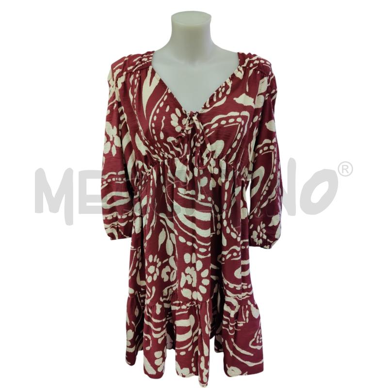 VESTITO DONNA FANTASIA BORDEAUX BIANCO  | Mercatino dell'Usato Leini' 1