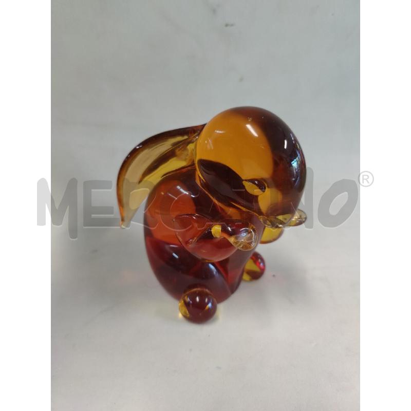 VETRO MURANO CONIGLIETTO SOMMERSO COLOR AMBRA PAGLIESCO ANNI 60 ATTRIBUITO SEGUSO ALTEZZA 12 CM | Mercatino dell'Usato Leini' 1