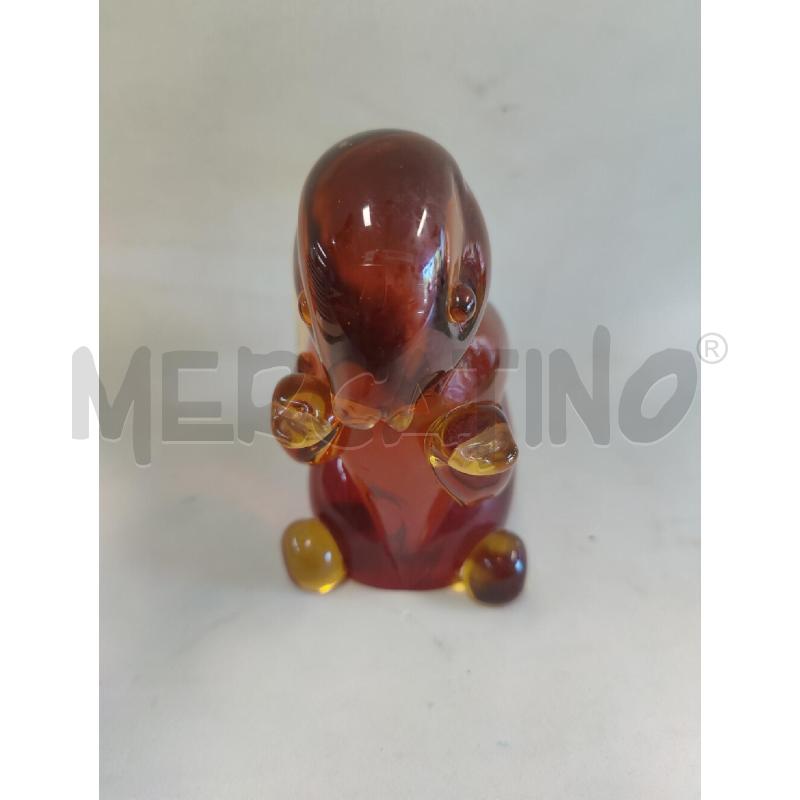 VETRO MURANO CONIGLIETTO SOMMERSO COLOR AMBRA PAGLIESCO ANNI 60 ATTRIBUITO SEGUSO ALTEZZA 12 CM | Mercatino dell'Usato Leini' 2