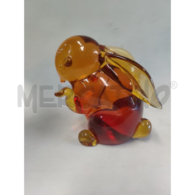 VETRO MURANO CONIGLIETTO SOMMERSO COLOR AMBRA PAGLIESCO ANNI 60 ATTRIBUITO SEGUSO ALTEZZA 12 CM | Mercatino dell'Usato Leini' 3