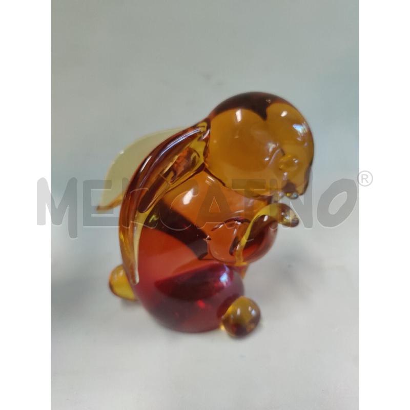 VETRO MURANO CONIGLIETTO SOMMERSO COLOR AMBRA PAGLIESCO ANNI 60 ATTRIBUITO SEGUSO ALTEZZA 12 CM | Mercatino dell'Usato Leini' 4