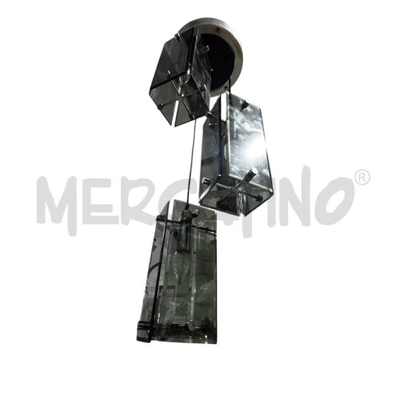 LAMPADARIO ANNI 70 VETRI FUME' A SOSPENSIONE | Mercatino dell'Usato Osasco 2