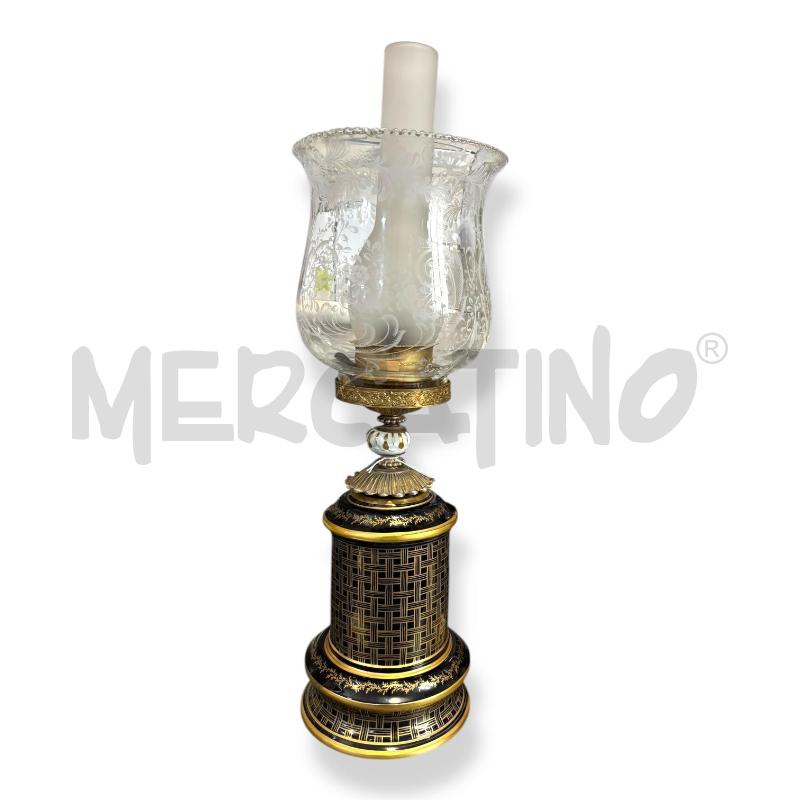 LAMPADA CERAMICA SÈVRES ALTEZZA 60 CM FINITURE IN ORO ZECCHINO A MANO ANNI 70 | Mercatino dell'Usato Osasco 1