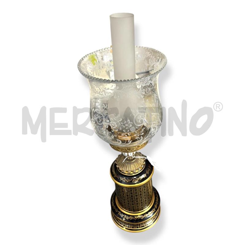 LAMPADA CERAMICA SÈVRES ALTEZZA 60 CM FINITURE IN ORO ZECCHINO A MANO ANNI 70 | Mercatino dell'Usato Osasco 2
